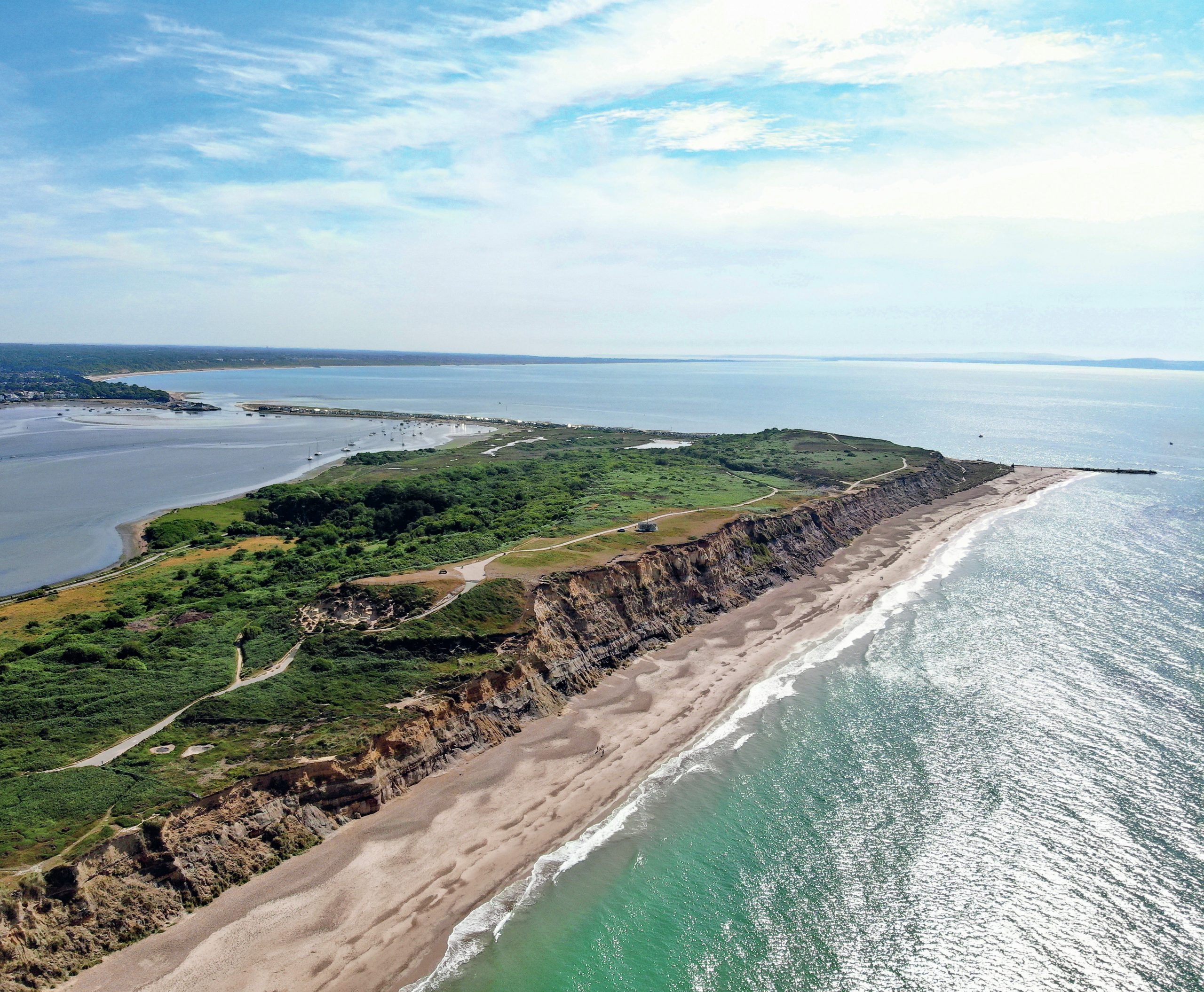 Photograph showing an aerial view of Hengistbury Head