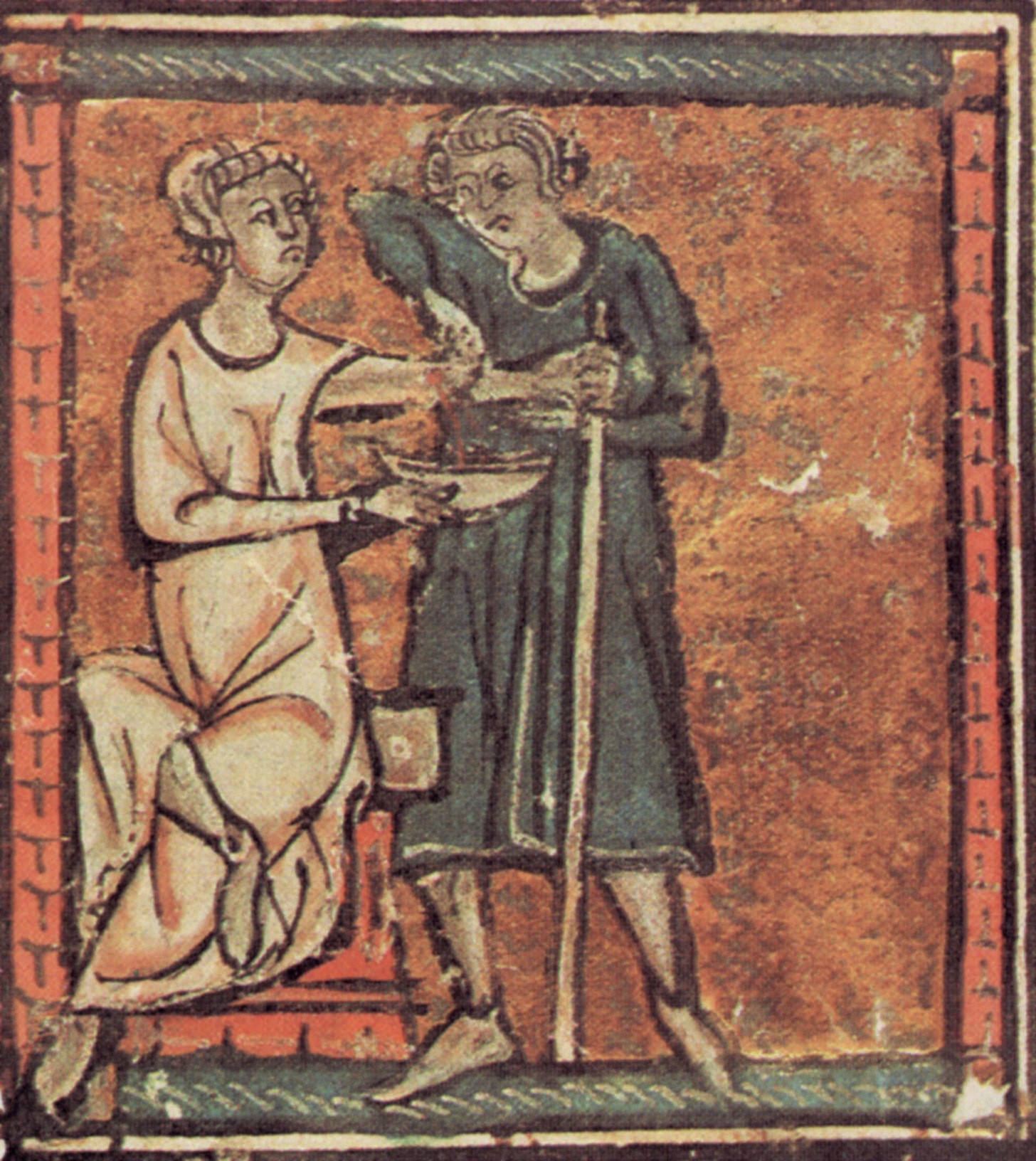 Medieval manuscript image depicting blood letting.