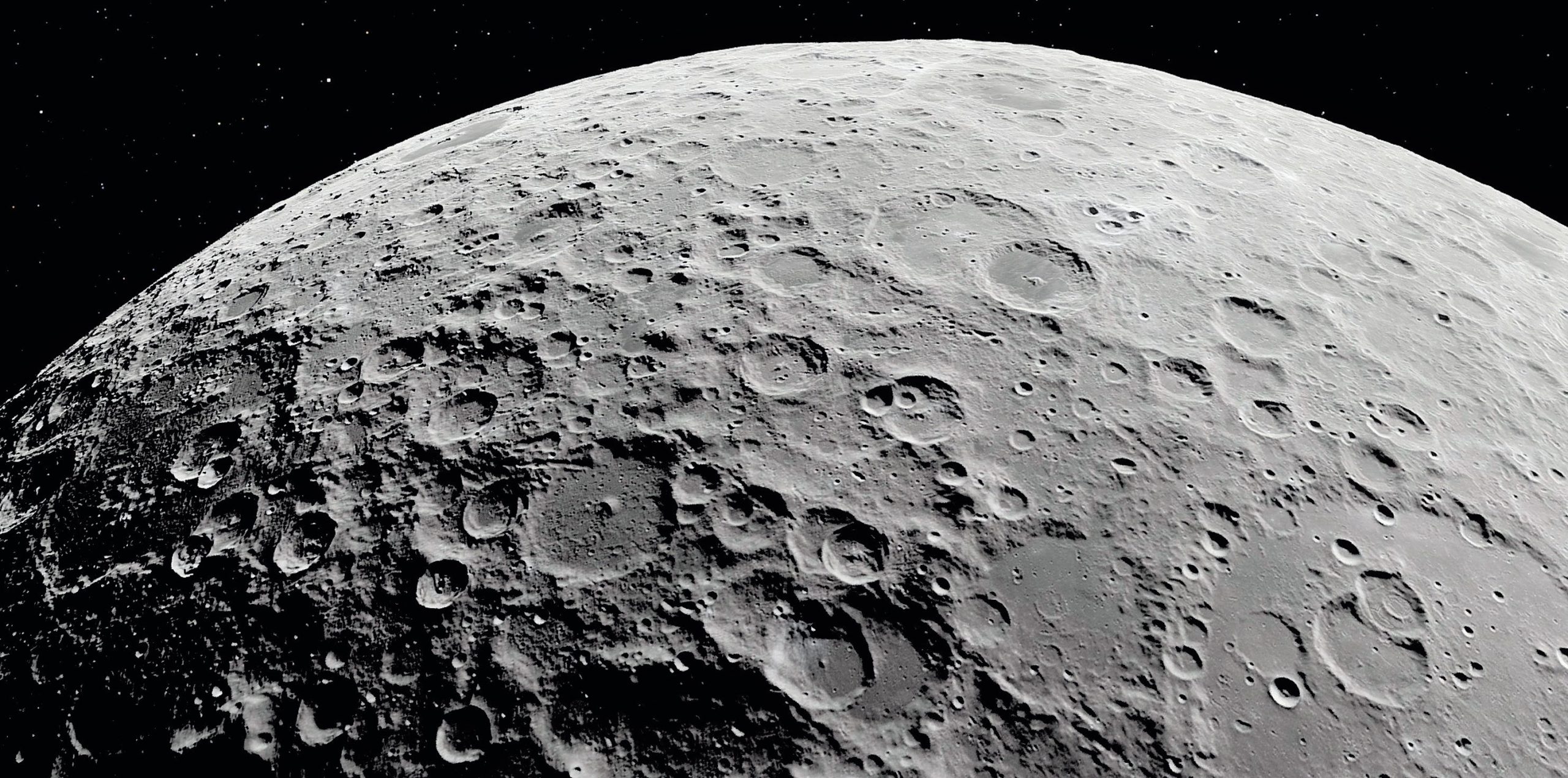 Craters on the surface of the Moon.