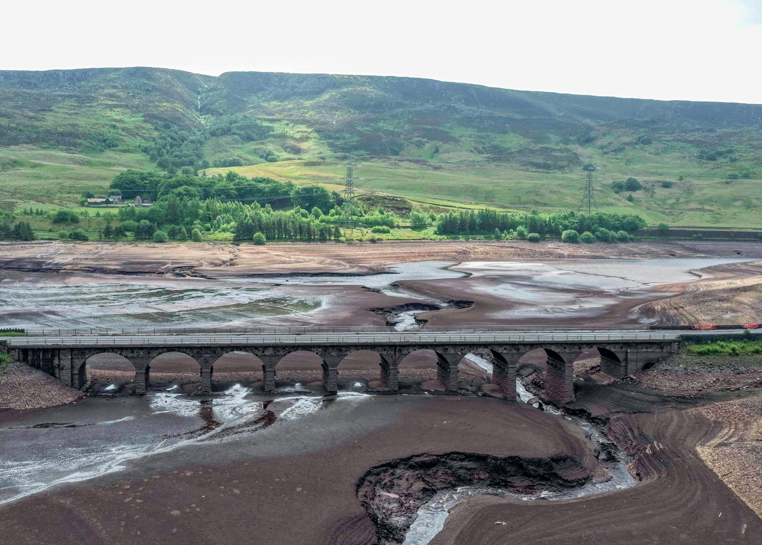 Dry reservoir with viaduct.